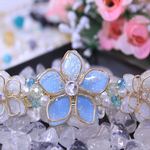 立体お花のバレッタ・空色