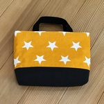ミニバッグ　20×25×5   お道具入れなどに　星イエロー☆キルティング　持ち手を含む高さ30センチ以内