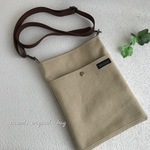 サンドベージュ（くすみベージュ）帆布 サコッシュ/ポシェットメンズOK