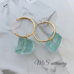 天然石 アクアマリン✩.*˚フープピアス