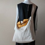 やわらかラミーリネン＊２ｗａｙショルダーバッグ＊切替（マスタード）