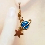 ピアス  星とプラネット 宇宙 ふっくら ピアス スター ブルー ラメ ゴールド プレゼント ゆれる 845