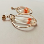 クリアフラワー・アシメントリーピアス/イヤリング/チタンピアス/樹脂ピアス