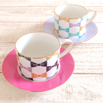 【ペア】リボンがかわいい カップ&ソーサー