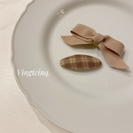 no.2 Ribbon hairclip × check(左用)