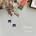 リボン/ネイビー/刺繍アイロンワッペン 2枚セット