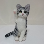 羊毛フェルト 招き猫(サバトラ)