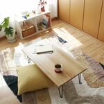 ホワイトオーク無垢材の折りたたみテーブル：横幅91cm×奥行61cm×高さ28.5cm