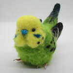 羊毛フェルト　リアルで可愛いセキセイインコ　黄緑　オス　鳥　ゆこりん工房