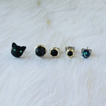 黒猫メンズライクなピアスセット【金属アレルギー対応】