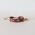 [限定1個] DIAMANT ビーズ織りブレスレット（BORDEAUX x WHITE x COPPER)
