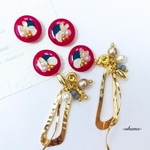 ビビットな赤いおはじき♡おめかしピアス/イヤリング