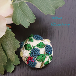 刺繍ヘアゴム* ブラックベリー