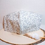 クール夏マスク！ 大人用  花柄グレー
