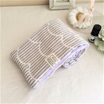 ８重ガーゼマフラーフェイスタオル*レースストライプ*レース*stripe*ラベンダーグレーカラー