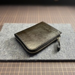 本革　ミニL字ファスナー財布　黒　B級品