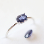（Silver925）宝石質アイオライトのファセットカット・シルバーリング（6×4mm）