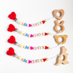 ベビーおもちゃ おしゃぶりホルダー＋歯固め 木製動物 ベビートイ にぎにぎ baby teething toy handmade Love Factory New York