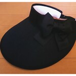 再販 残り1点　サンバイザー 黒ふっくらりぼん
