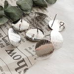 6pcs [15mm・シルバー] silver925ポスト【裏カンつき】デザインピアスプレート　カーブ  ラウンド　 ゴールド m032