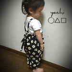 再販×9♡♡白&黒のお花♡楽ちん長ーく着れる つなぎ 90〜