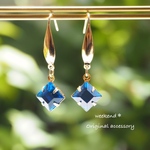 ヴィンテージスワロフスキー カプリブルー  アレルギー対応　サージカルステンレス スワロフスキー　Vintage Swarovski