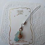 シーグラスとシェルのストラップ（送料無料）