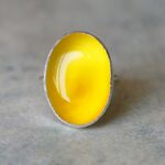古代スタイル＊天然イエローオニキス　指輪＊7号　SV