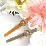 送料無料！2点セット♪オレンジとグレーのヘアクリップ