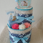 ♡ mini  Blue Flower おむつケーキ  女の子 ♡ 出産祝い  ハーフバースデー