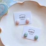 ４粒セット✽ミニオーバル✽ピンクパープル.グリーン小ぶりピアス(イヤリング)/サージカルステンレス nonoacs 