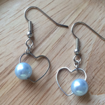 スカイブルーパール&ハート☆シルバーピアス