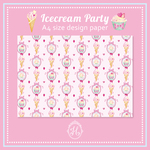 【icecream party-berry-】A4サイズ デザインペーパー