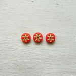 西ドイツ製 1960s スノーフレーク ガラスカボション レッド ラウンド 7mm (4個)