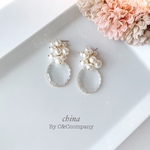 華やか ゴロゴロ パール × クリスタル 大ぶり ピアス/イヤリング 金属アレルギー対応 大人 ぶどう