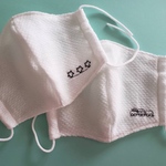 【子供用マスク】男児ワンポイント刺繍入り 白 2枚セット
