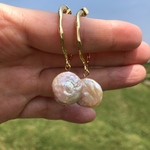 【pierce限定】変形ピアス × コイン型 バロック淡水パール