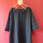 ◆SALE!◆北欧調 お花ボーダー刺繍 ワンピース 紺 