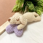 【再販4】＊＊受注制作＊＊おやすみ🌙わんこのあみぐるみ〜お気に入りハート💜のクッション付き〜《ラブラドール》