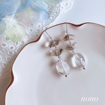 ライトグレーガラスストーンクリアピアス(イヤリング)/サージカルステンレス nonoacs