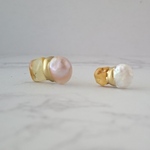 琥珀×パール金継ぎピアス