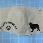 ニューファンランド　シルエット刺繍付　マスク　②　大人用　表ワッフル地　裏ダブルガーゼ　咳エチケット　ニューファン