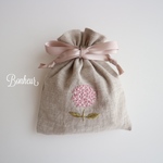 手刺繍巾着ポーチ ❁ 紫陽花