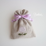手刺繍巾着ポーチ ❁ 紫陽花