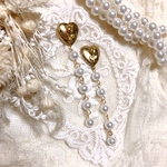 ラスト1点♡小さなハートローズと揺れる5連パール イヤリング/ピアス