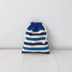 帆布＊22×18＊Blue Stripe＊コップ袋＊給食袋