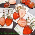 ぷっくりスライスいちご ピアス、イヤリング、キーホルダー🍓