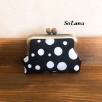 ドットモノクロ◇手乗りがま口ポーチ◇コインケース
