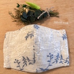【New☘】夏用マスク　コットンリネン　刺繍　ナチュラルマスク　フィルターポケット付き　マスクカバー