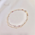 シンプル　ゴールド×シルバー　コンビ2連ブレスレット